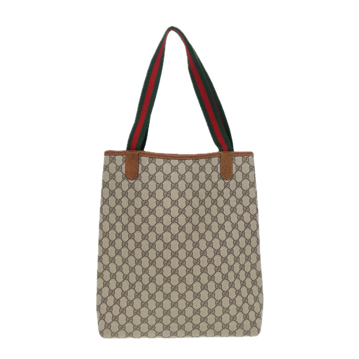 GUCCI GG Supreme Web Sherry Line Tote Bag PVC Beige Red 39 002 4487 Auth yk14141 - 0