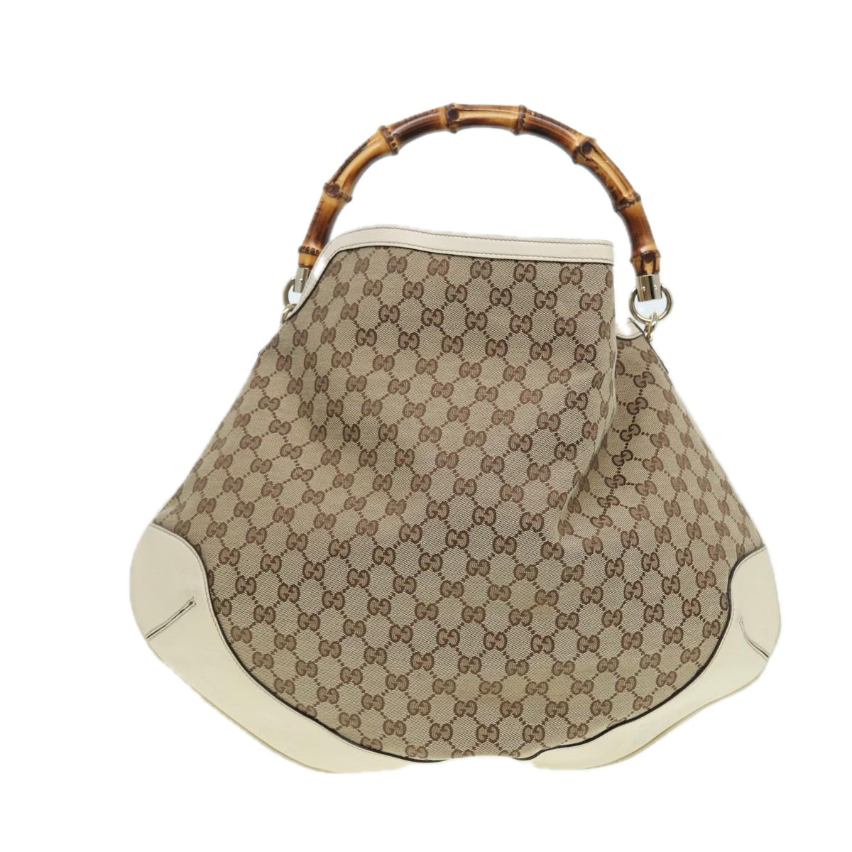 GUCCI GG Canvas Bamboo Hand Bag Beige Gold 169976 Auth yk14142 - 0