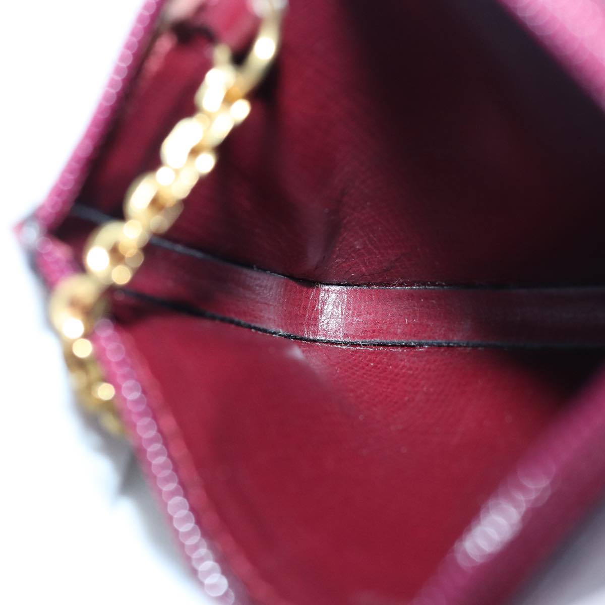 CARTIER Coin Purse Leather Wine Red Auth yk14143