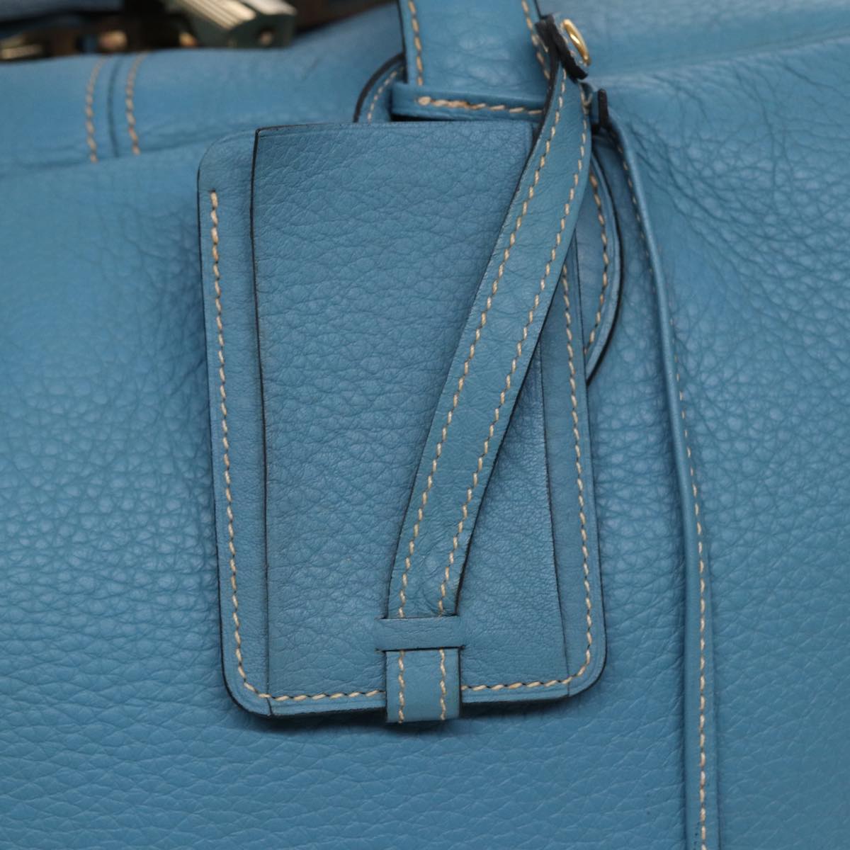 HERMES Victoria 43 Boston Bag Leather Blue Gold Auth yk14144