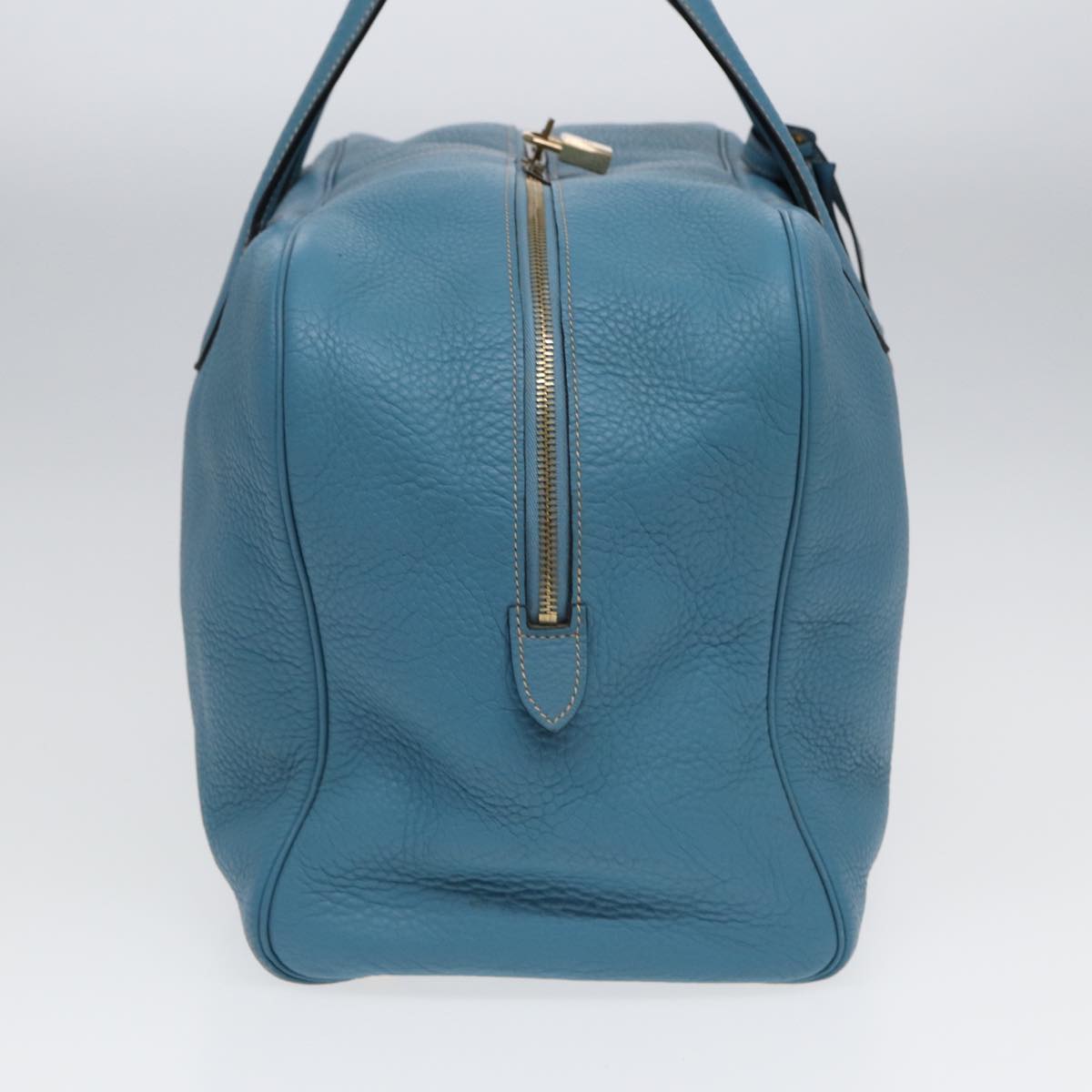 HERMES Victoria 43 Boston Bag Leather Blue Gold Auth yk14144