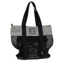 CHANEL Sports Tote Bag Nylon Black Gray CC Auth yk14152-1