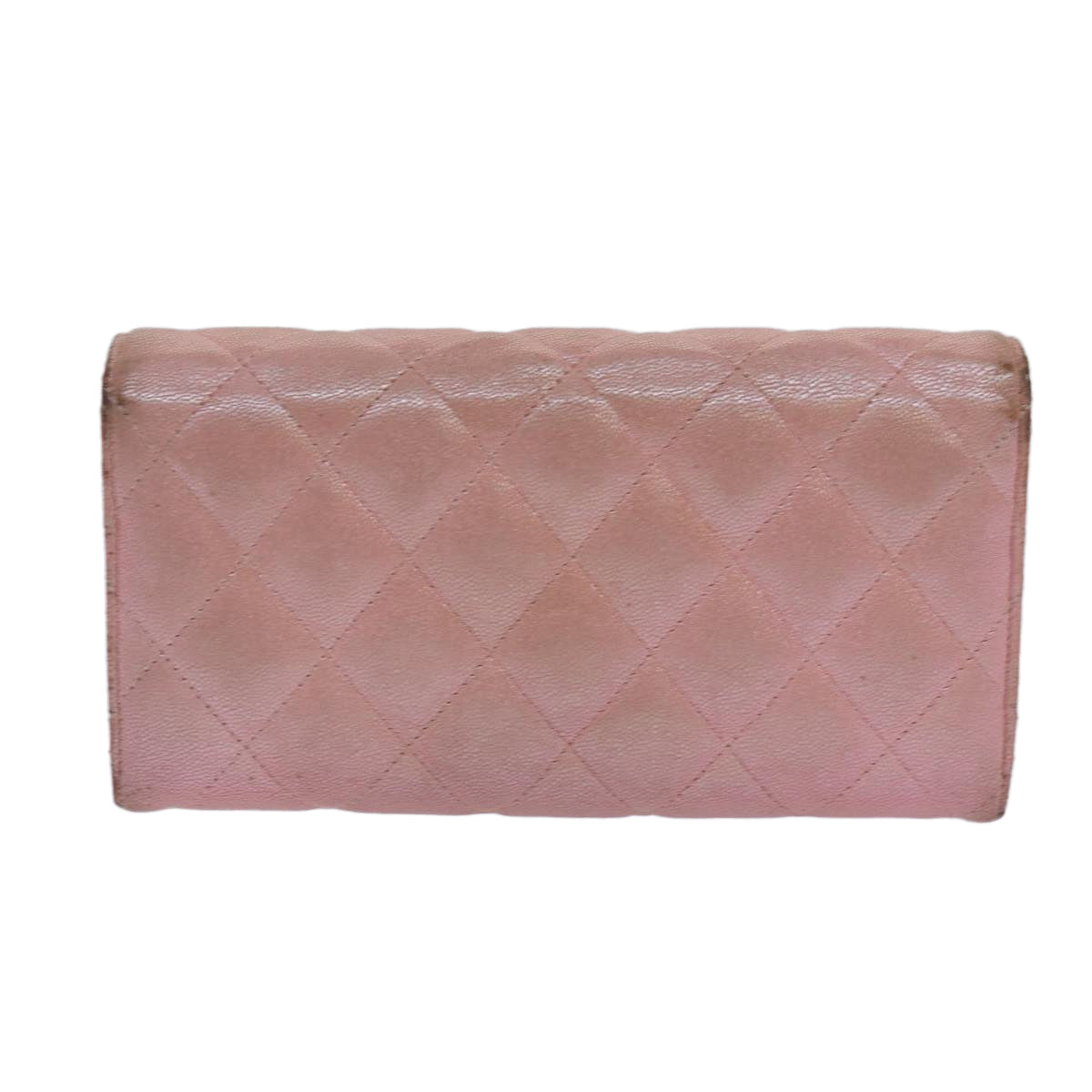 CHANEL Matelasse Long Wallet Caviar Skin Pink CC Auth yk14160 - 0