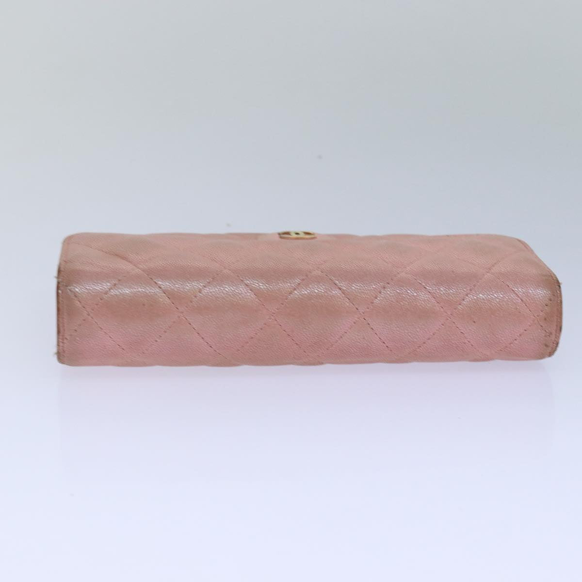 CHANEL Matelasse Long Wallet Caviar Skin Pink CC Auth yk14160