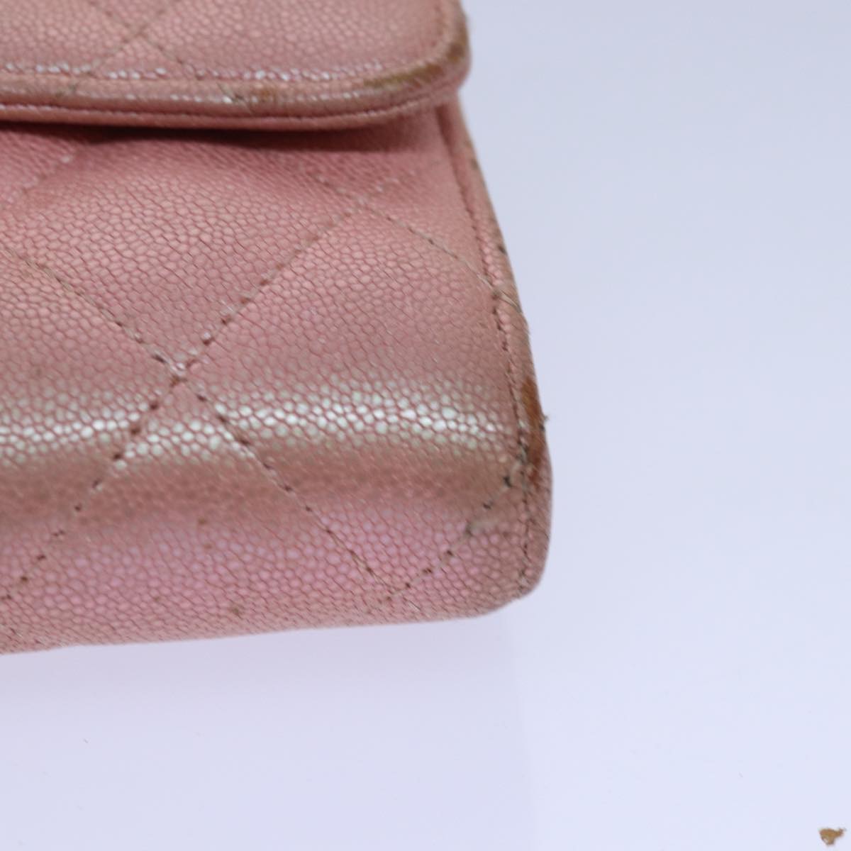 CHANEL Matelasse Long Wallet Caviar Skin Pink CC Auth yk14160