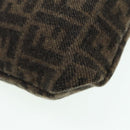 FENDI Zucca Canvas Tote Bag Wool Brown Black Silver Auth yk14162-16
