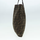 FENDI Zucca Canvas Tote Bag Wool Brown Black Silver Auth yk14162-3