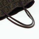 FENDI Zucca Canvas Tote Bag Wool Brown Black Silver Auth yk14162-7