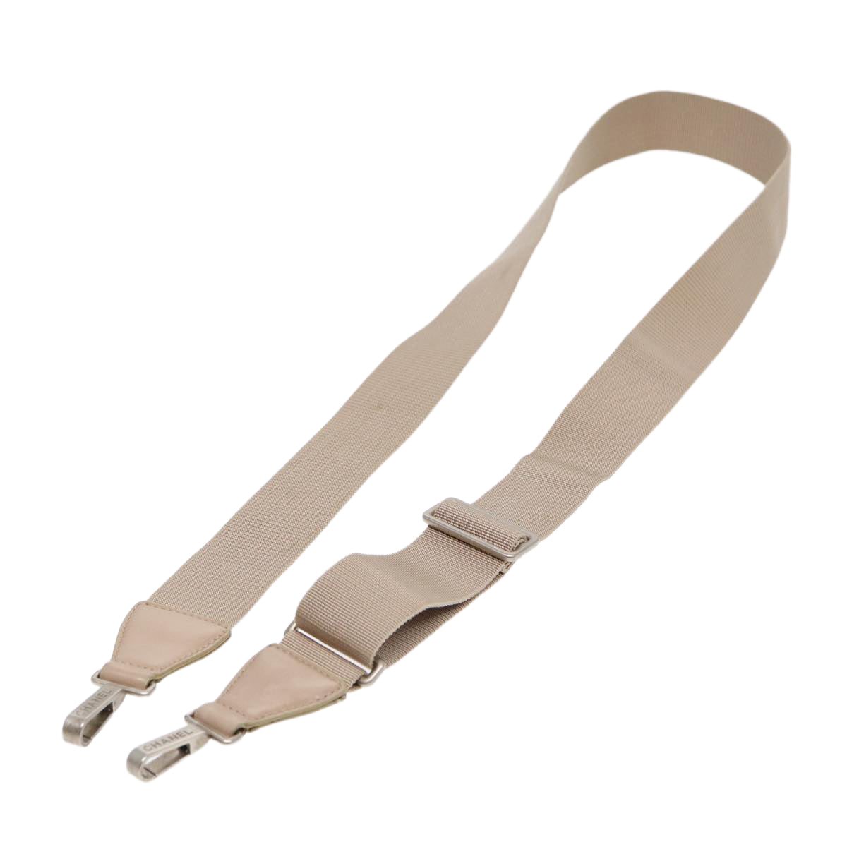 CHANEL Adjustable Shoulder Strap Nylon 27.6""-49.6"" Beige CC Auth yk14167