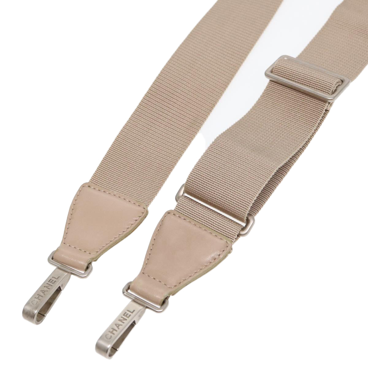 CHANEL Adjustable Shoulder Strap Nylon 27.6""-49.6"" Beige CC Auth yk14167