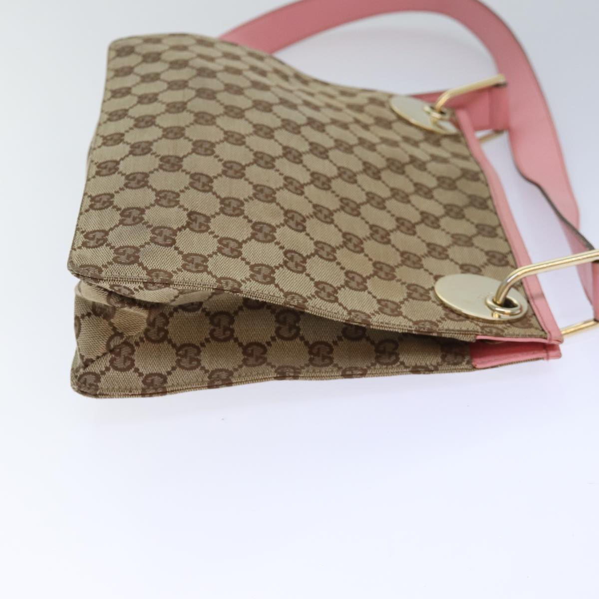 GUCCI GG Canvas Shoulder Bag Beige Gold 120841 Auth yk14171