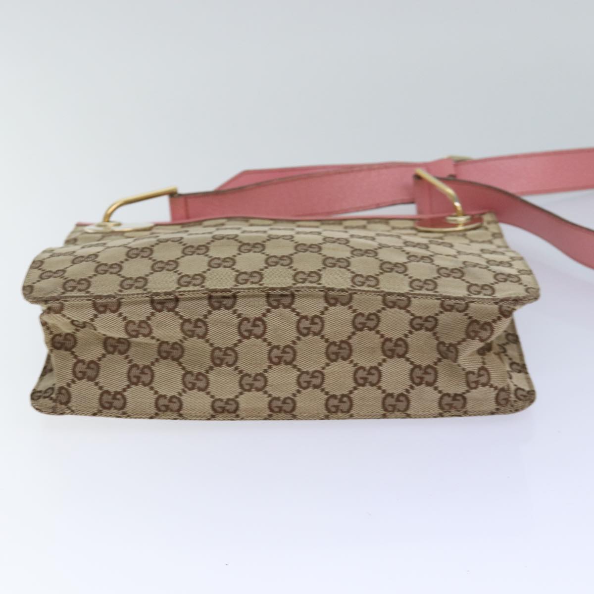 GUCCI GG Canvas Shoulder Bag Beige Gold 120841 Auth yk14171