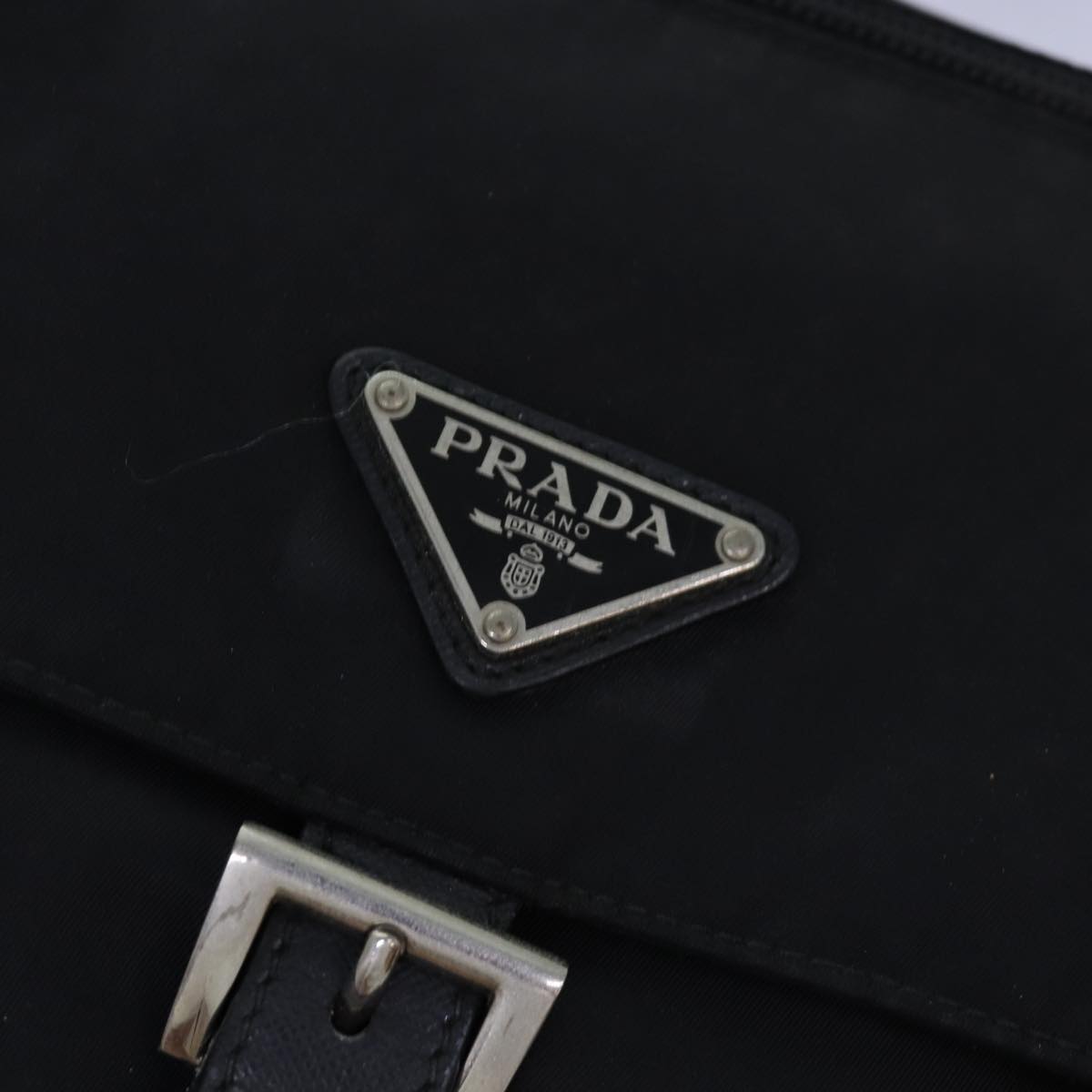 PRADA Shoulder Bag Nylon Black Silver Auth yk14181