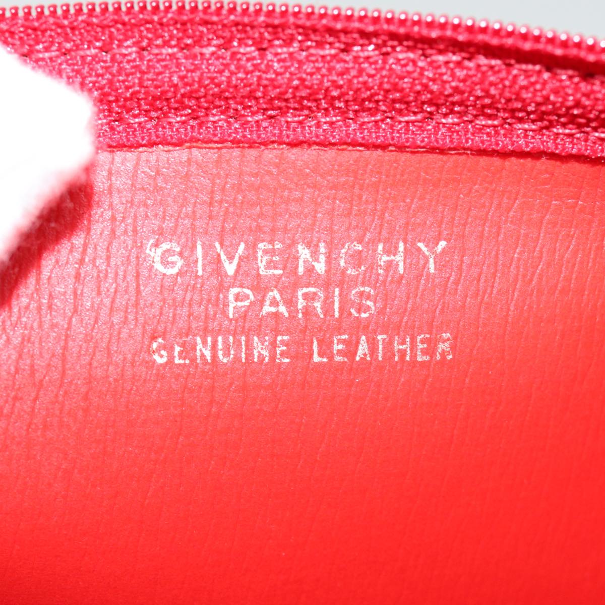 GIVENCHY Pouch Leather Red Gold Auth yk14187