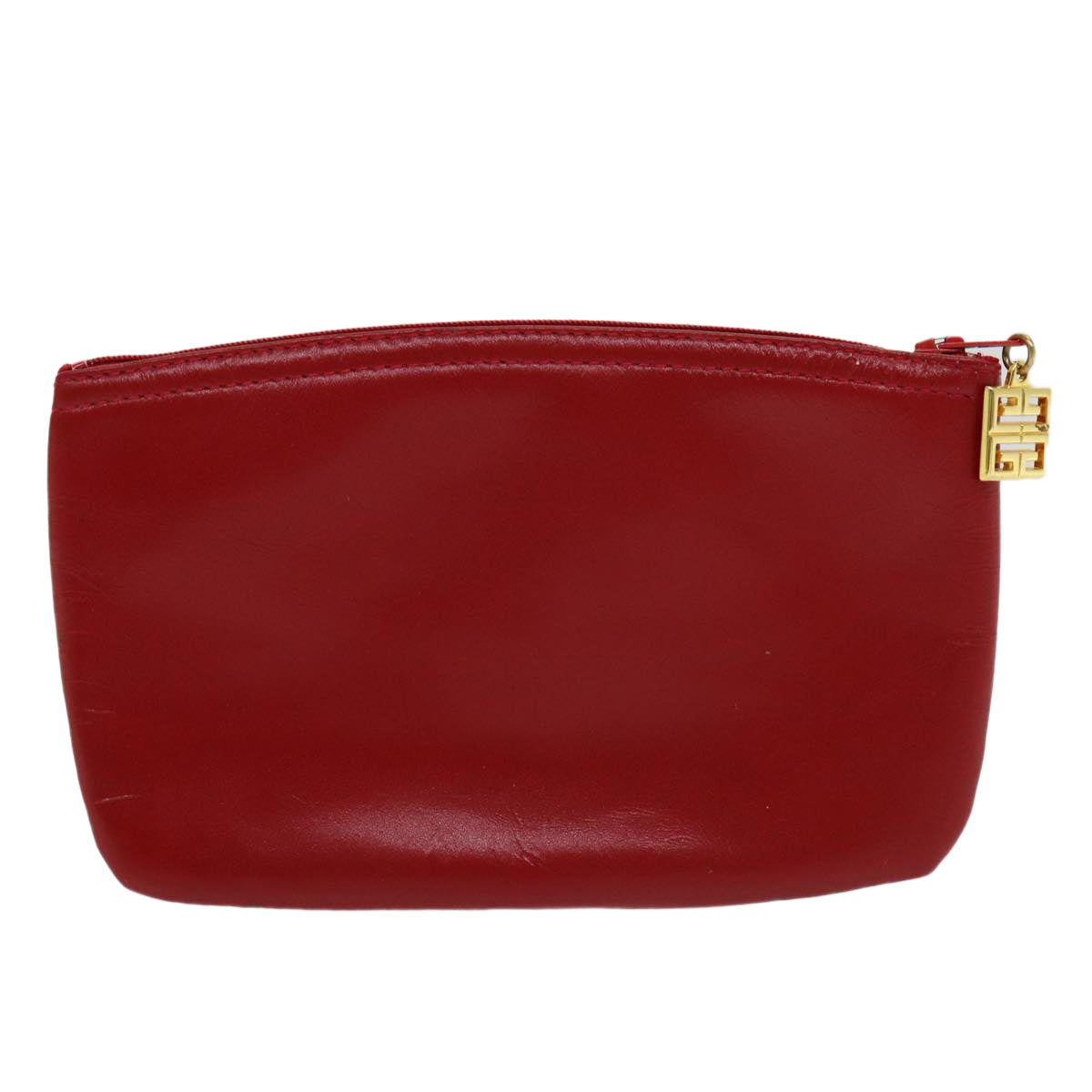 GIVENCHY Pouch Leather Red Gold Auth yk14187 - 0