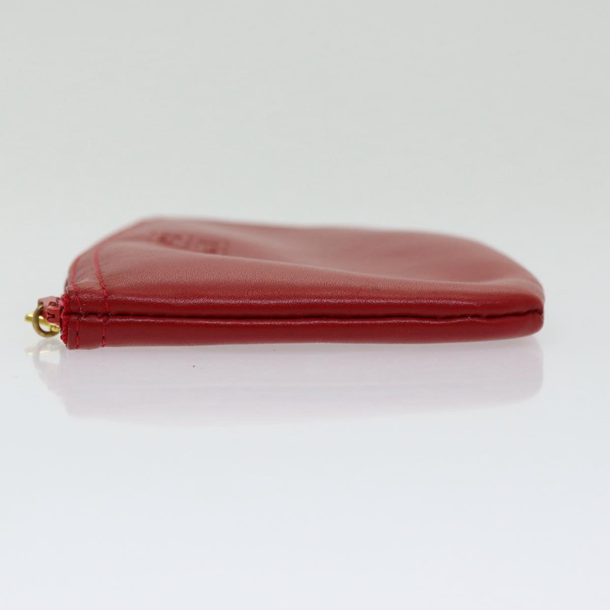 GIVENCHY Pouch Leather Red Gold Auth yk14187