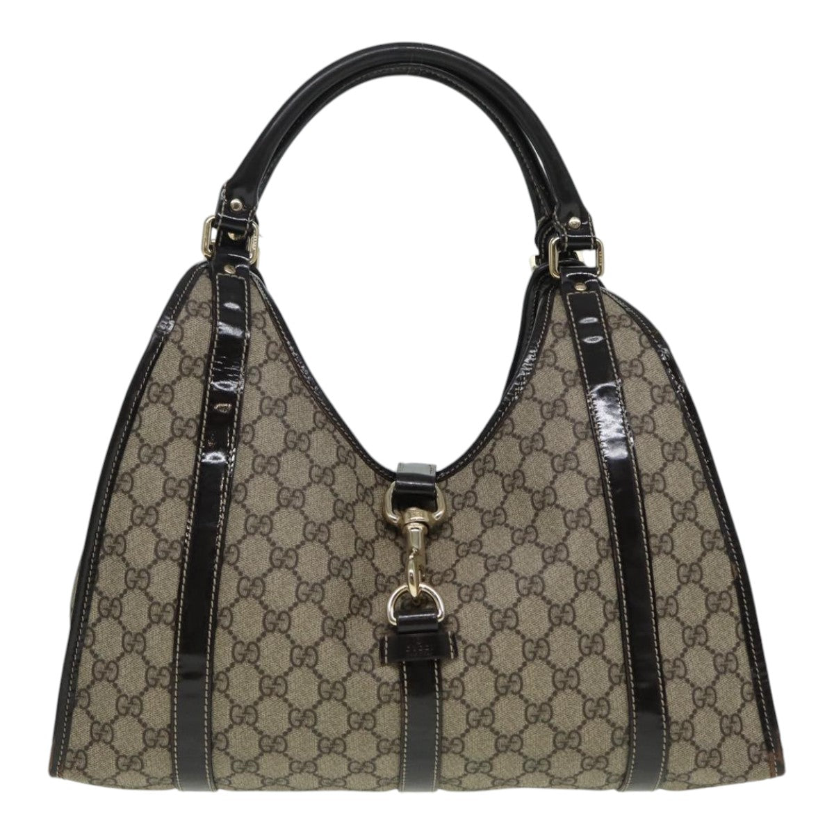 GUCCI GG Canvas Jackie Hand Bag PVC Leather Beige Auth yk14191