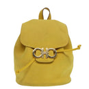 Salvatore Ferragamo Gancini Backpack Suede Yellow Gold Auth yk14203-12