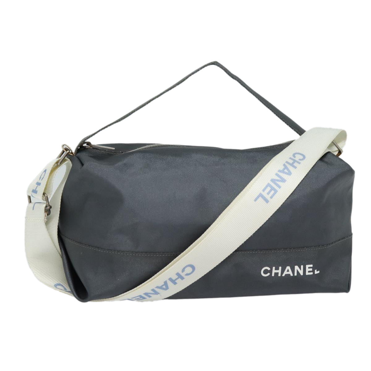 CHANEL Hand Bag Nylon 2way Gray CC Auth yk14208