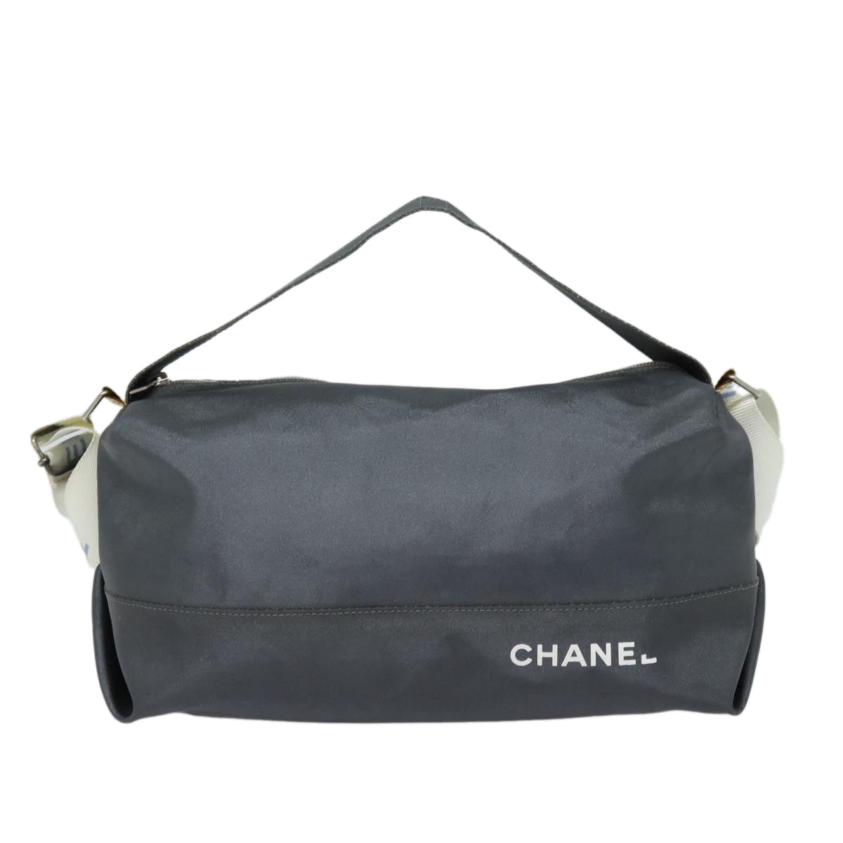 CHANEL Hand Bag Nylon 2way Gray CC Auth yk14208