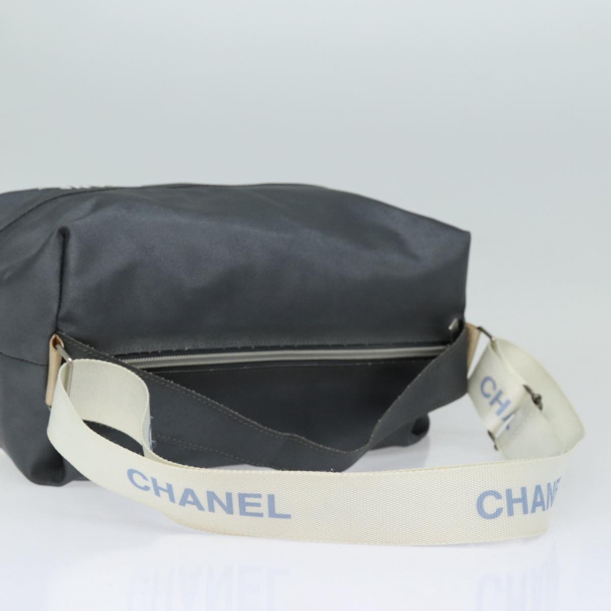 CHANEL Hand Bag Nylon 2way Gray CC Auth yk14208