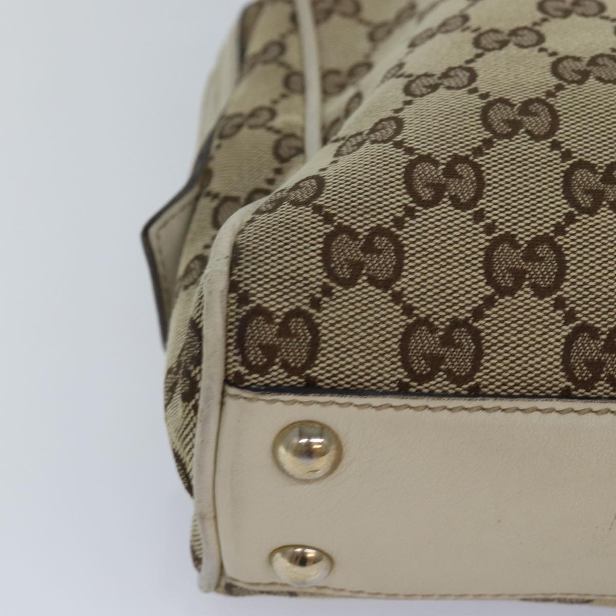 GUCCI GG Canvas Hand Bag Beige White Auth yk14214