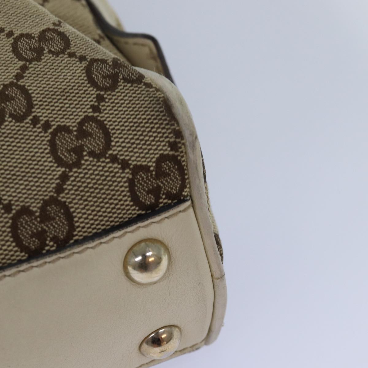 GUCCI GG Canvas Hand Bag Beige White Auth yk14214