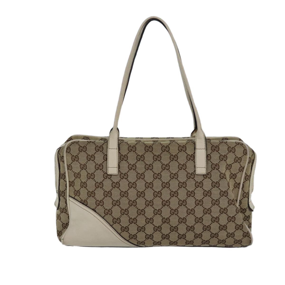 GUCCI GG Canvas Hand Bag Beige White Auth yk14214