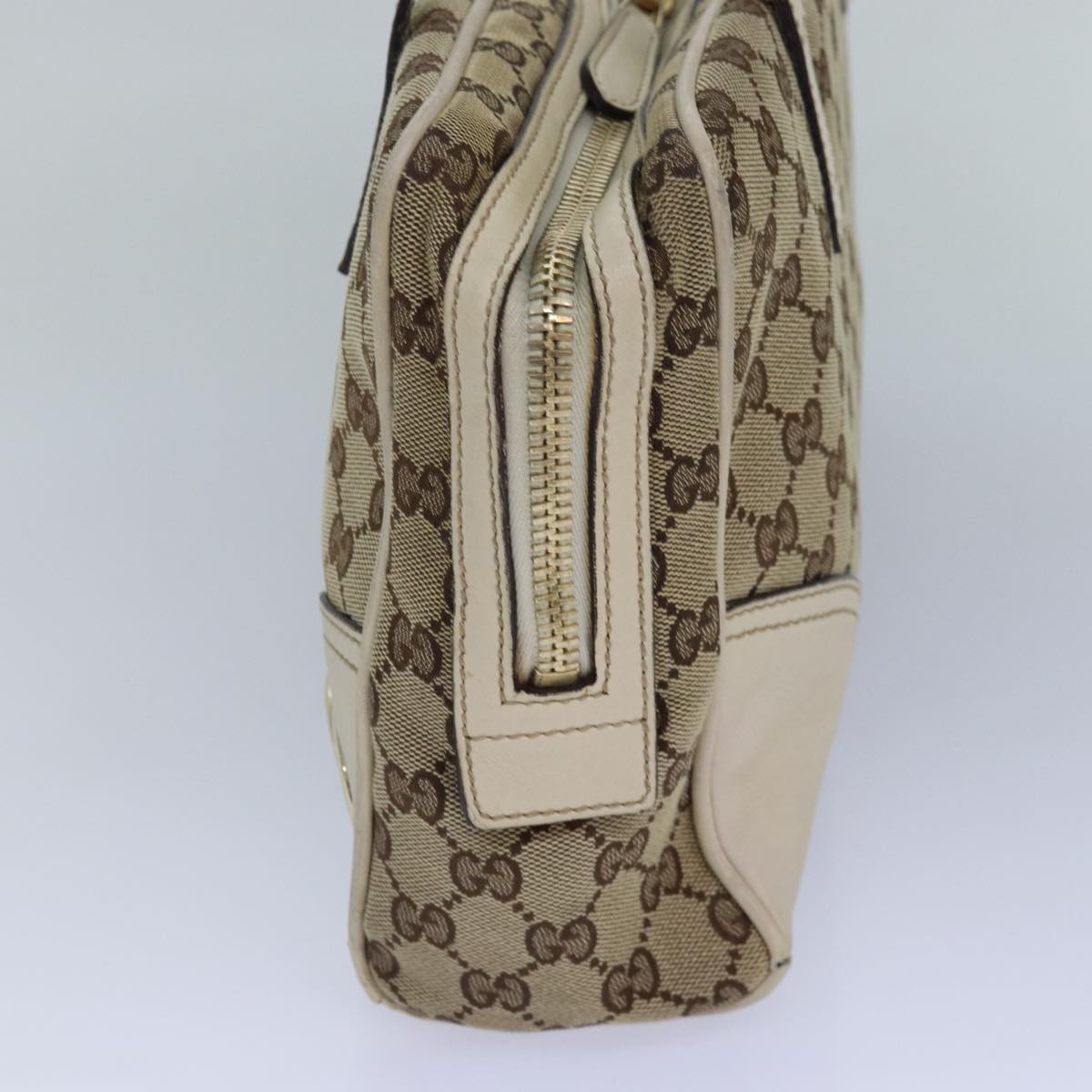 GUCCI GG Canvas Hand Bag Beige White Auth yk14214