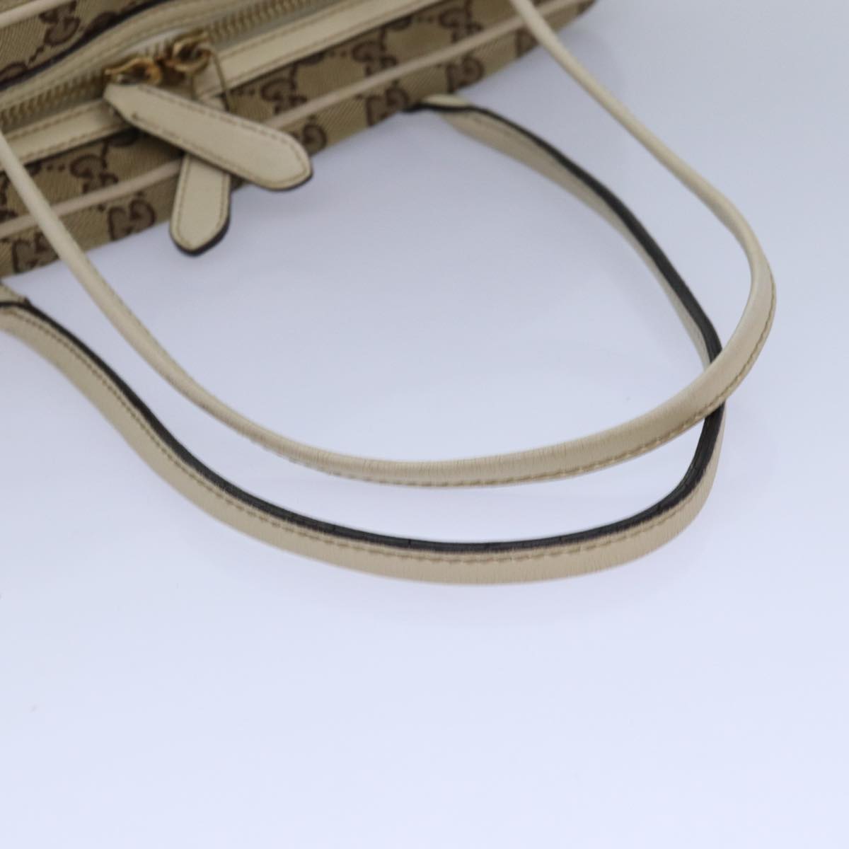 GUCCI GG Canvas Hand Bag Beige White Auth yk14214