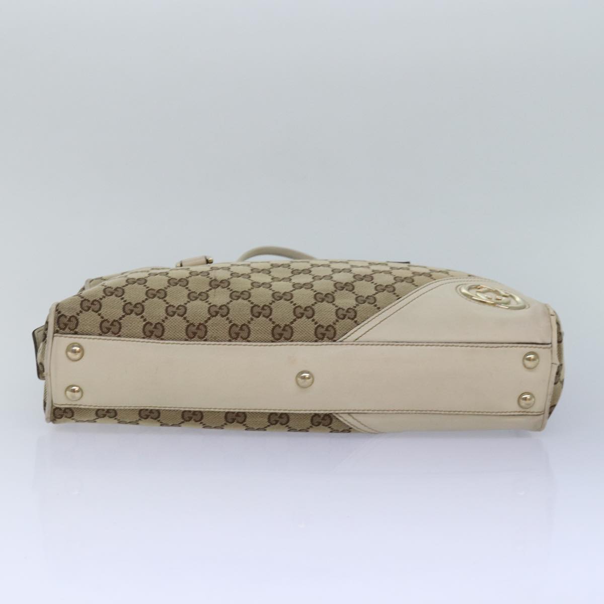 GUCCI GG Canvas Hand Bag Beige White Auth yk14214