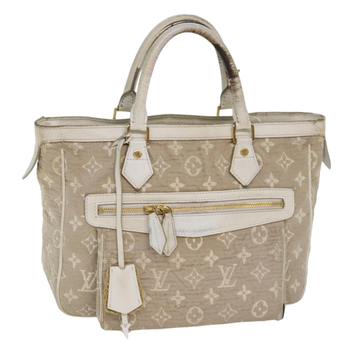 LOUIS VUITTON Monogram Sabbia Cabas MM Hand Bag Beige M93495 LV Auth yk14229