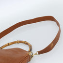 GUCCI Bamboo Hand Bag Leather 2way Brown Gold 001 1705 1638 Auth yk14231-14