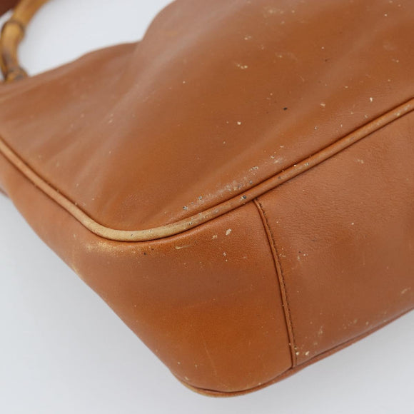 GUCCI Bamboo Hand Bag Leather 2way Brown Gold 001 1705 1638 Auth yk14231