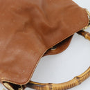 GUCCI Bamboo Hand Bag Leather 2way Brown Gold 001 1705 1638 Auth yk14231-6