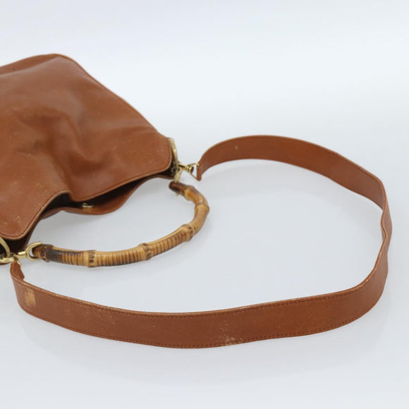 GUCCI Bamboo Hand Bag Leather 2way Brown Gold 001 1705 1638 Auth yk14231