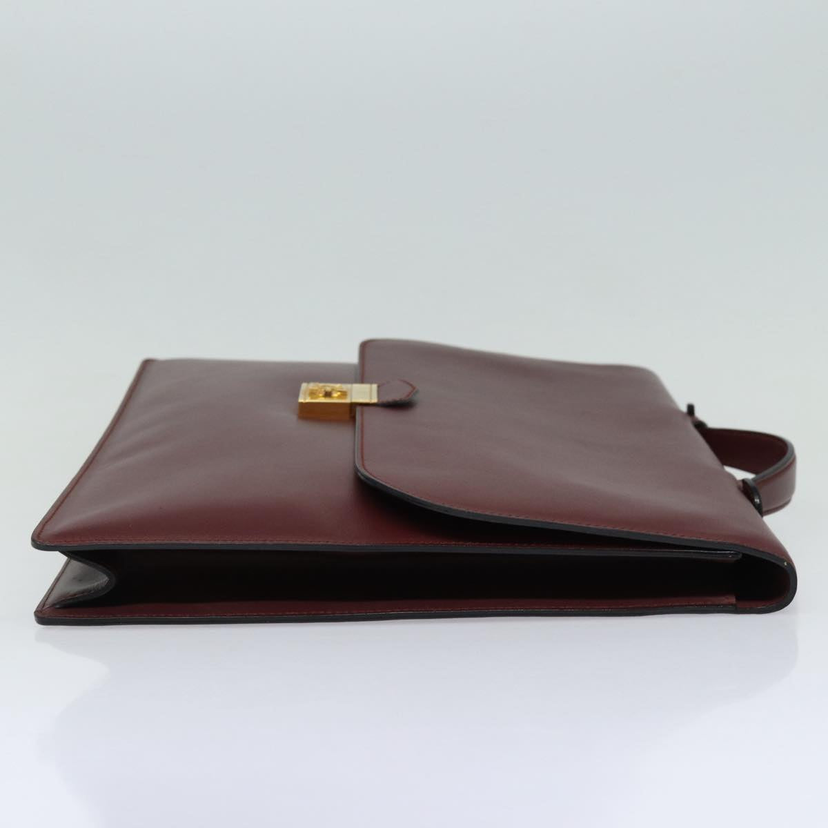 CARTIER Hand Bag Leather Bordeaux Auth yk14233