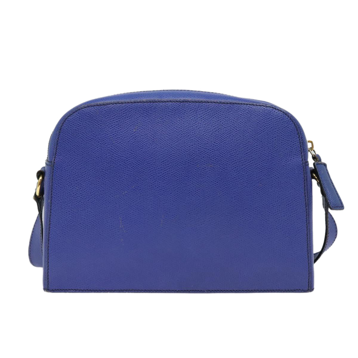 CELINE Shoulder Bag Leather Blue Gold Auth yk14239