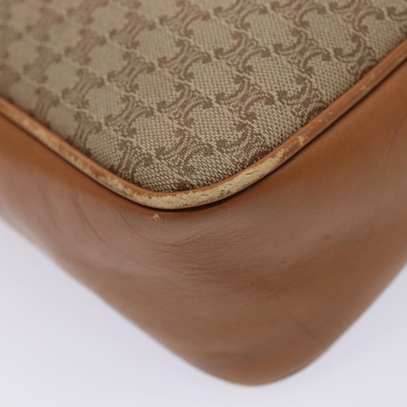 CELINE Macadam Canvas Shoulder Bag Beige Gold Auth yk14240