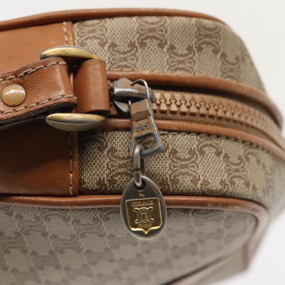 CELINE Macadam Canvas Shoulder Bag Beige Gold Auth yk14240