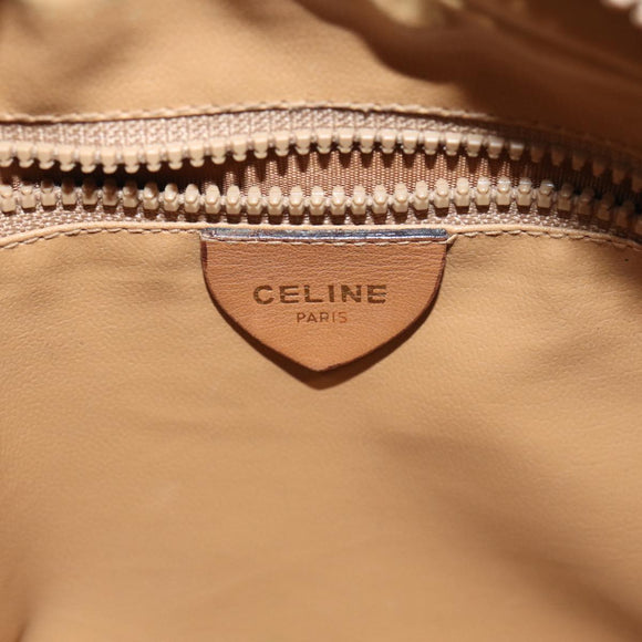 CELINE Macadam Canvas Shoulder Bag Beige Gold Auth yk14240