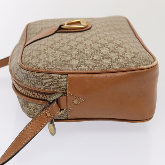 CELINE Macadam Canvas Shoulder Bag Beige Gold Auth yk14240