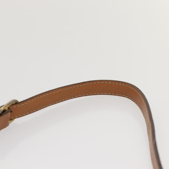 CELINE Macadam Canvas Shoulder Bag Beige Gold Auth yk14240