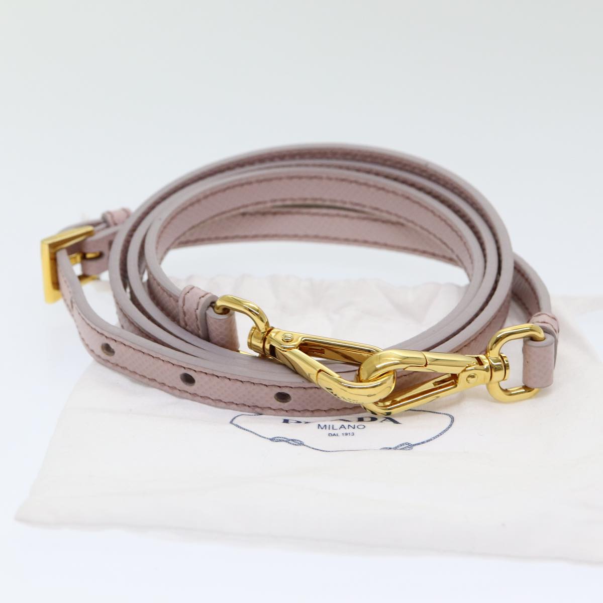 PRADA Adjustable Shoulder Strap Safiano leather 43.3""-47.6"" Pink Auth yk14258