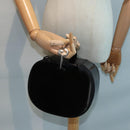 GUCCI Bamboo Vanity Hand Bag Patent Black Silver Auth yk14261-21