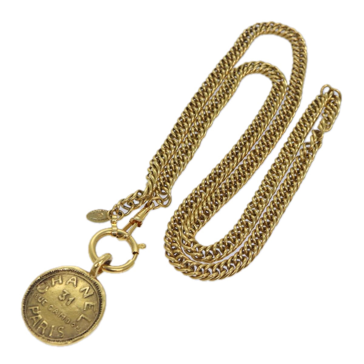 CHANEL Lucambon 31 Necklace metal Gold CC Auth yk14272