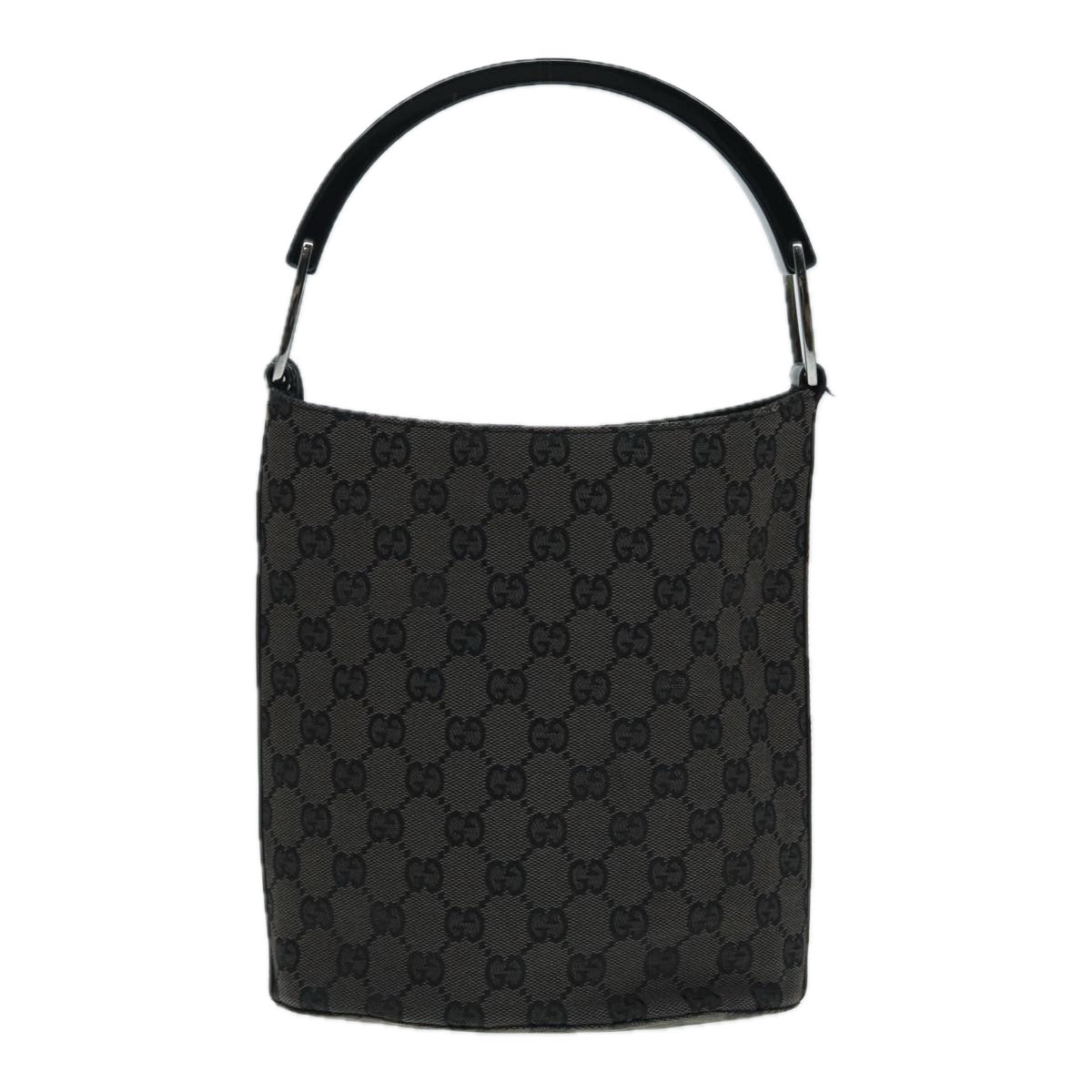 GUCCI GG Canvas Hand Bag Black Silver 001 3753 2684 Auth yk14293