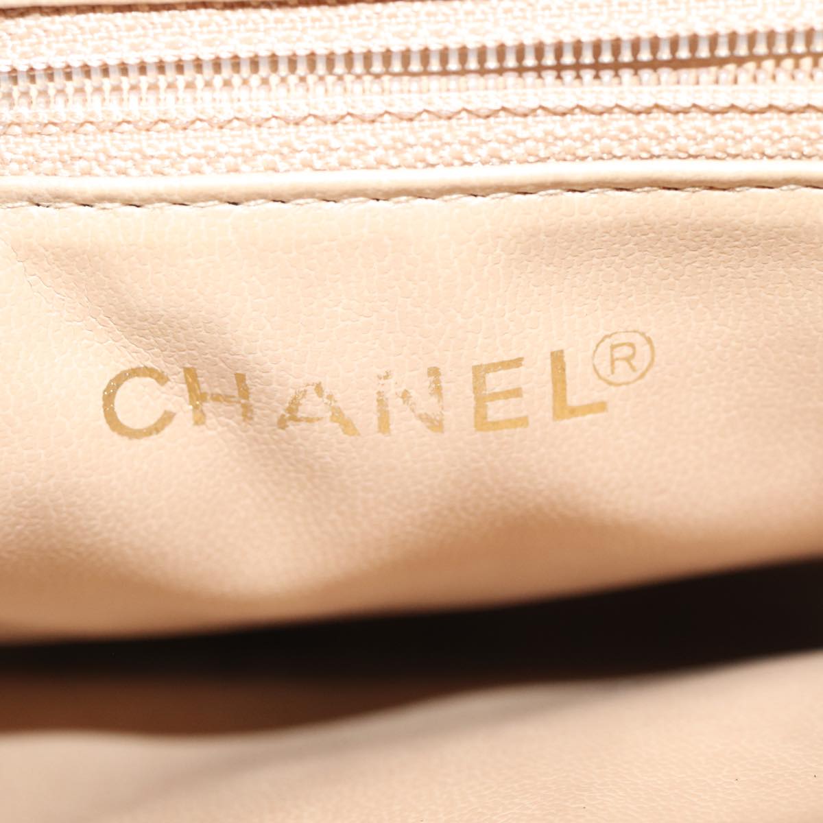 CHANEL V Stitch Hand Bag Leather 2way Beige Gold CC Auth yk14320