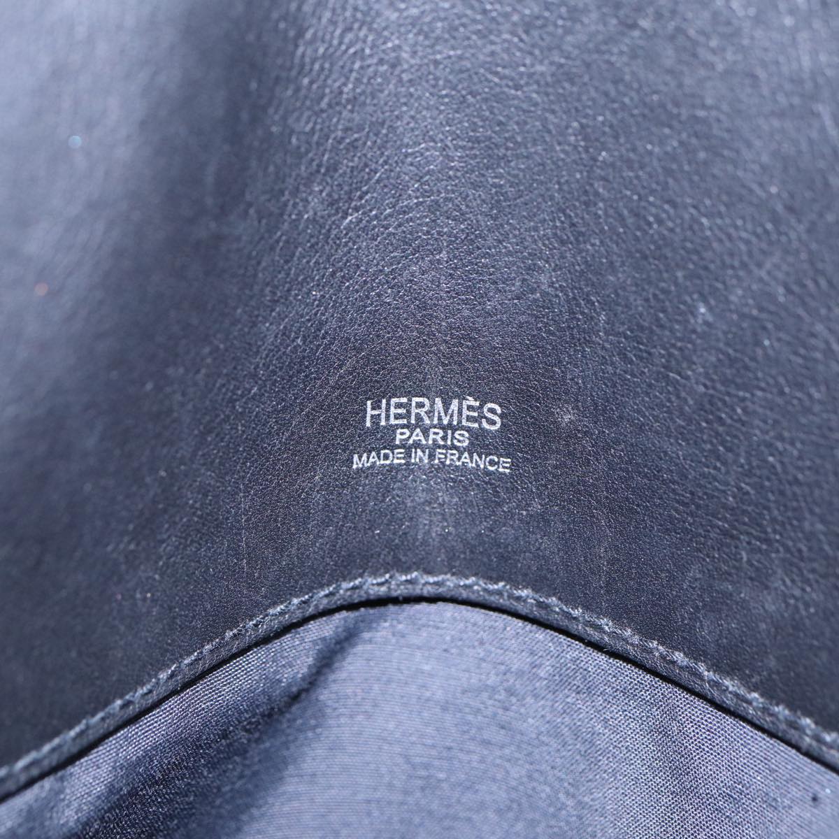 HERMES Sac Ibou PM Hand Bag Canvas Leather Silver Black Auth yk14330