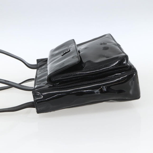 CHANEL COCO Mark Shoulder Bag Patent leather Black Silver CC Auth yk14331